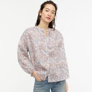 J CREW x LIBERTY Cotton Voile Button Front Top in Faraway Plum Floral